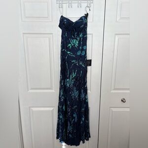 Lulu's Navy and Teal Floral Maxi Dress